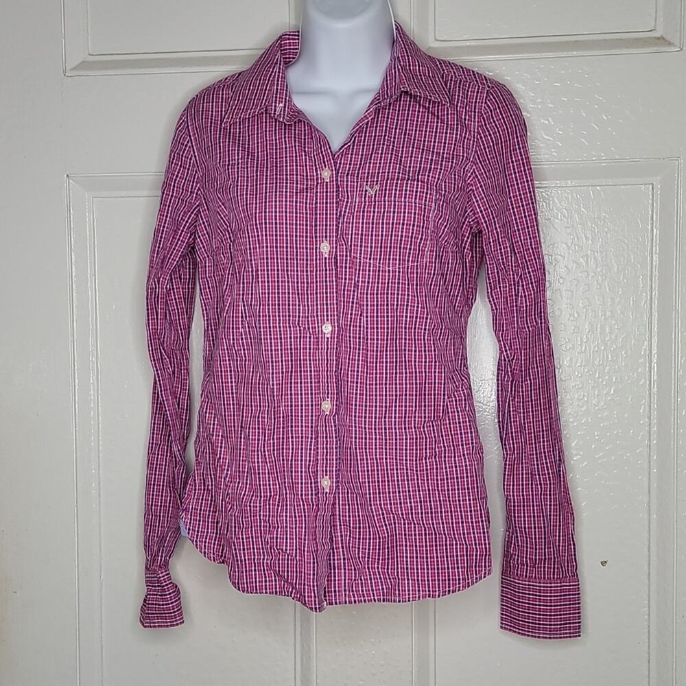 American Eagle, plaid, long sleeve, button down